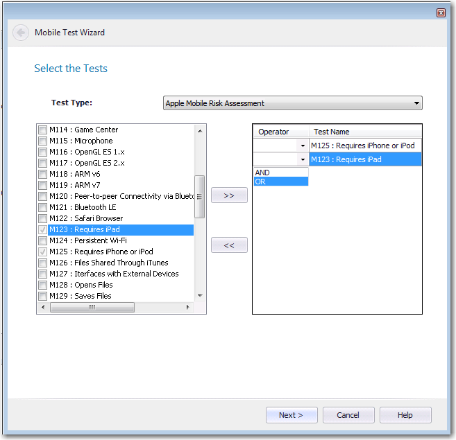 Select the Test Panel / Mobile Tests Wizard