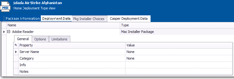 Casper Deployment Data / General Tab