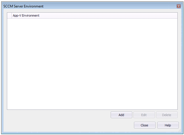 SCCM Server Environment Dialog Box
